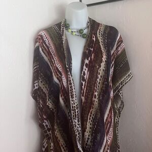 Multicolor Patterned Kimono Wrap Beach Cover Up Cardigan One Size Boho Festival
